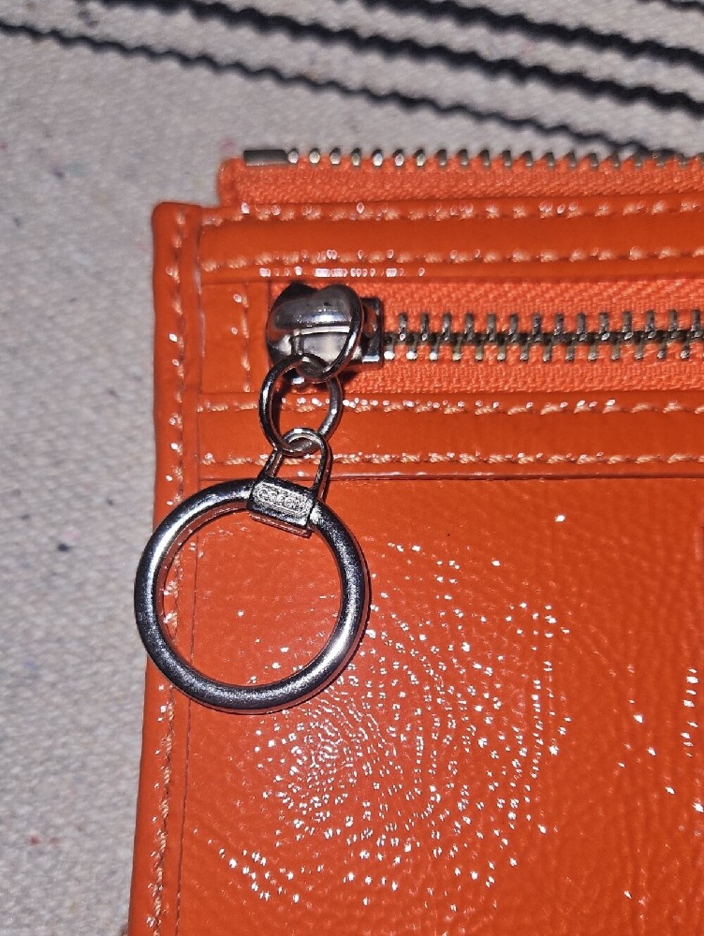 Coach Orange Poppy Patent Zippy Wallet/Wristlet with Silver Plaque - Picture 5 of 8